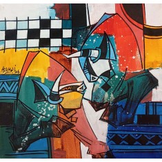 Ashkal, 18 x 18 Inch, Acrylic on Canvas, Figurative Painting, AC-ASH-338
